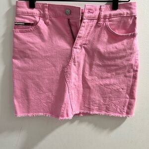 Tommy Hilfiger Denim Pink Mini Skirt Raw Hem A‎ Line Size 0